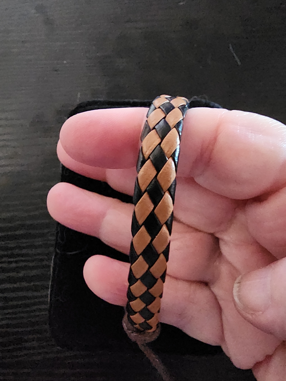 Braided Leather Wrap Bracelet - Black and Brown